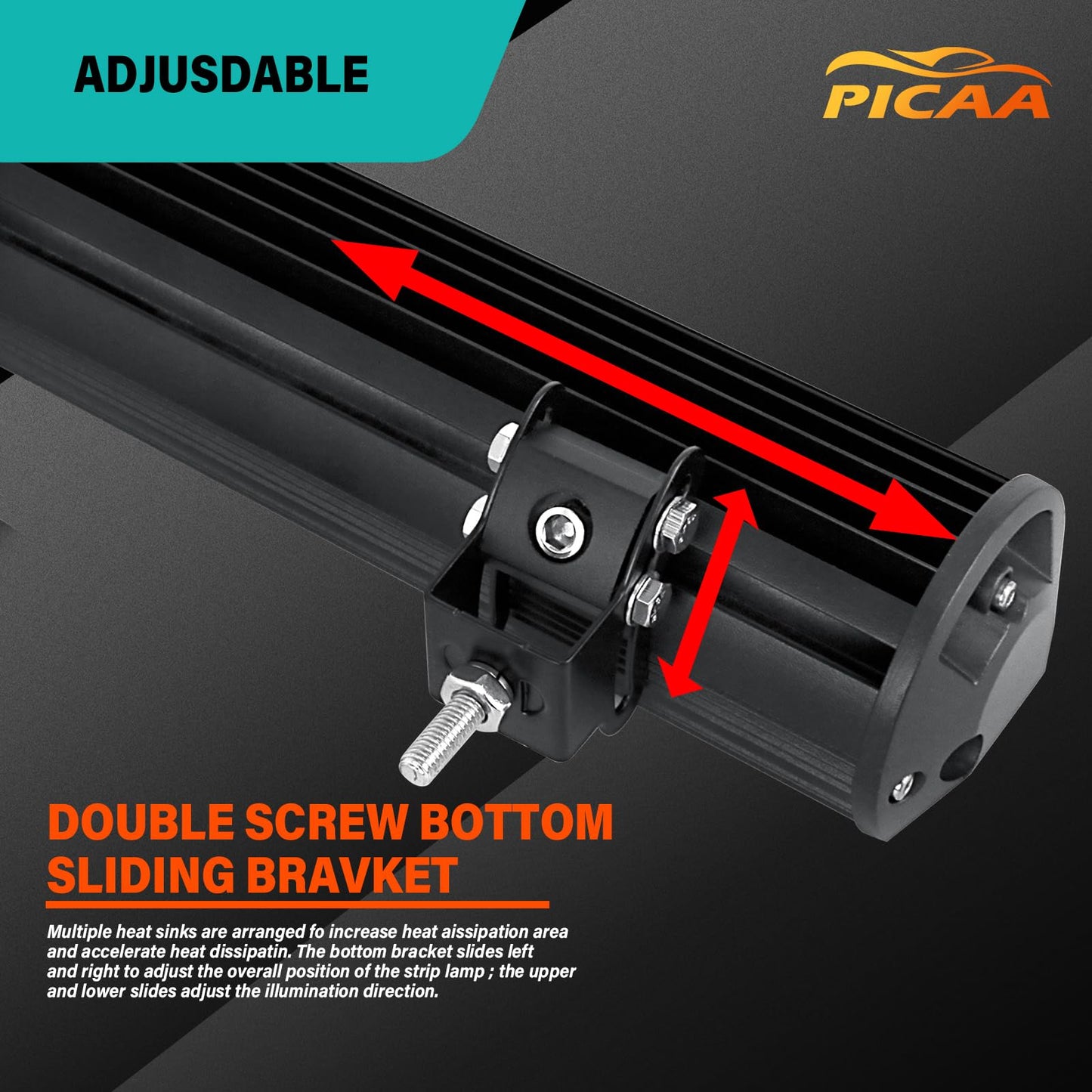 PICAA 20 inch 126W LED Lightbar Car 12V With Wiring Harness Led Light Bar Work Light 6000K White Waterproof for Offroad Truck 4WD 4x4 SUV Vehicle UTV ATV