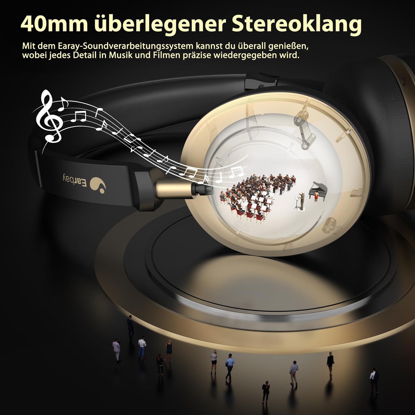 Earbay Wireless headset, Bluetooth headset with microphone noise cancellation & USB dongle, wireless with microphone mute & charging dock for computer/office/phone/call center/home/office