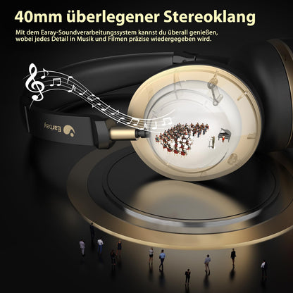 Earbay Wireless headset, Bluetooth headset with microphone noise cancellation & USB dongle, wireless with microphone mute & charging dock for computer/office/phone/call center/home/office