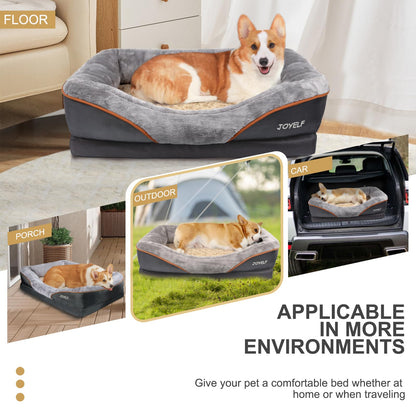 Joyelf dog bed made of memory foam, orthopedic dog bed & sofa with removable, washable cover and squeaky toy as a gift.