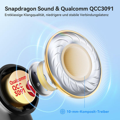 EarFun Air Pro 4 Bluetooth headphones with Adaptive Hybrid Noise Cancellation, aptX Lossless, Hi-Res Audio, LDAC, 6 microphones cVc 8.0 AI calls, 52H battery life, Multipoint, Bluetooth 5.4, In Ear Detection.