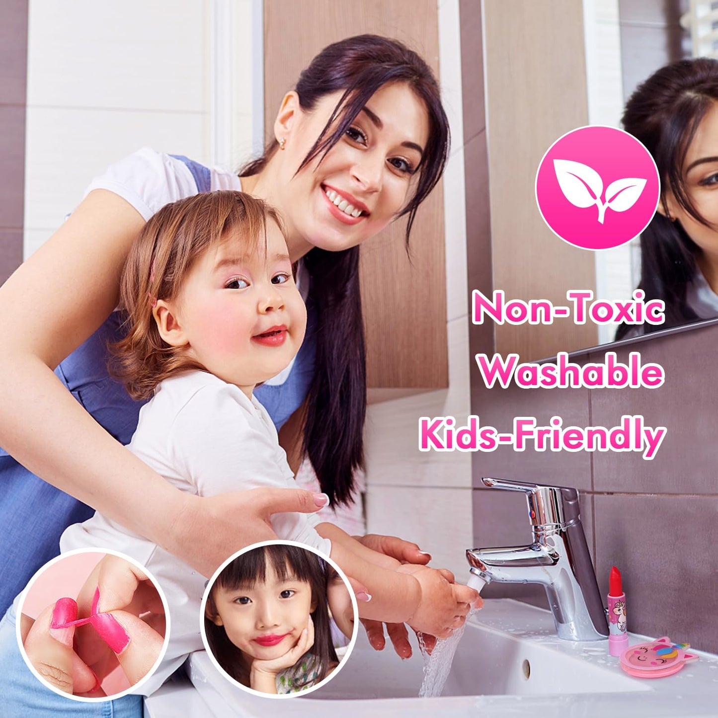 Aureyung Kids Makeup Set Girls Toy, Unicorn Makeup Case, Washable Kids Makeup Kit, Christmas Birthday Gifts for Girls 3 4 5 6 7 8 9 10 Years