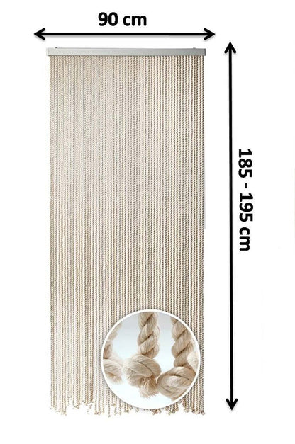 Kobolo rope curtain MARITIME | 90x185 cm | 54 strands | beige | decorative, handmade door curtain | maritime string curtain as a fly screen & privacy for balcony, terrace & windows
