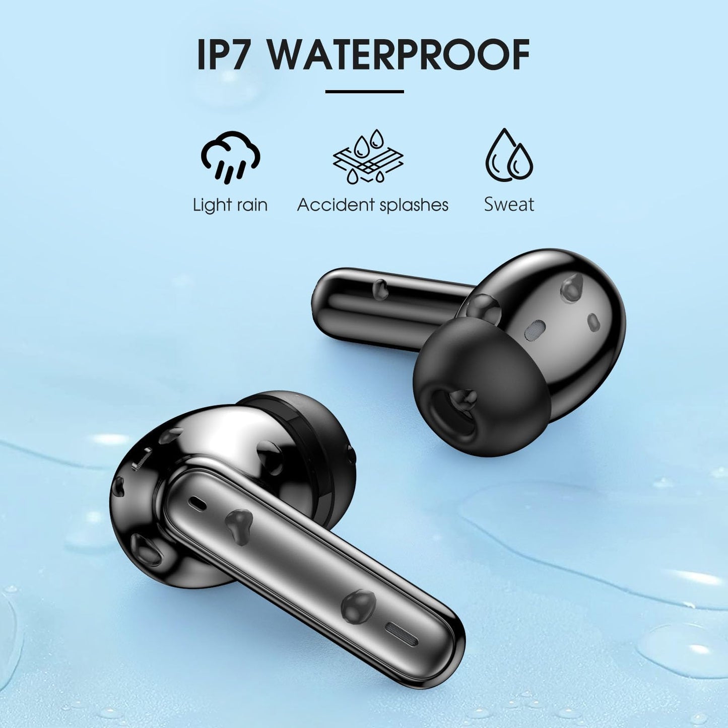 Bluetooth headphones, Wireless Bluetooth 5.3 In-Ear Headphones with LED Indicator, 40 Hrs ENC Noise Cancelling Dual Mic HiFi Stereo Headphones, IP7 Waterproof in-ear Earphones for Sports and Work.