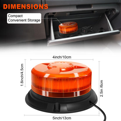 AnTom 360 beacon 9 flash modes 12V 24V Yellow Warning light LED magnet with 3 meters cable for car truck tractor golf cart SUV