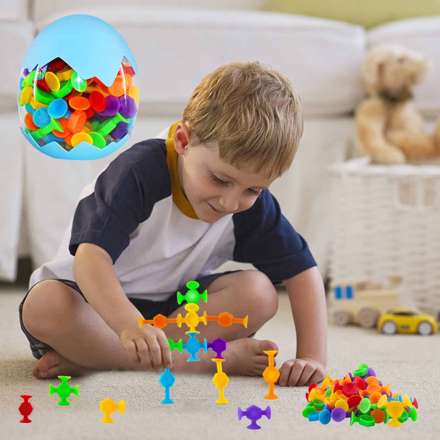 Funny old man 48-piece bath toy set for kids ages 3 and up, sensory toy for autistic children.