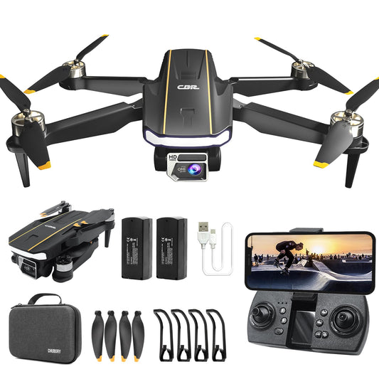 Rugged brushless motor drone with camera for beginners, CHUBORY A68 WiFi FPV Quadcopter with 2K HD camera, automatic hover, 3D flips, headless mode, trajectory flight, 2 batteries.