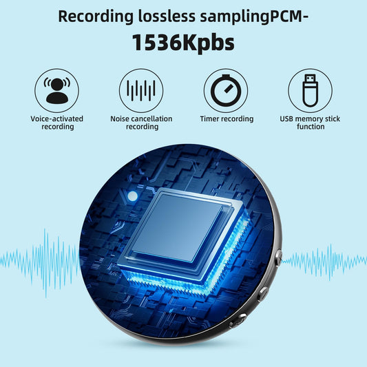 64GB mini dictaphone - recording device with voice recognition, magnetic voice recorder with noise reduction, listening device for meetings, interviews, lectures, courses, conferences.