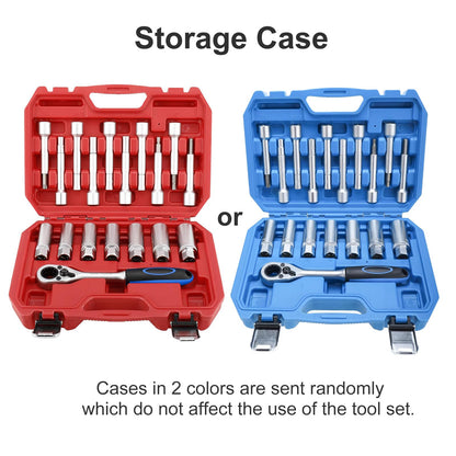 FreeTec 18-piece shock absorber, spring strut, and strut bearing tool set with 1/2 inch drive.