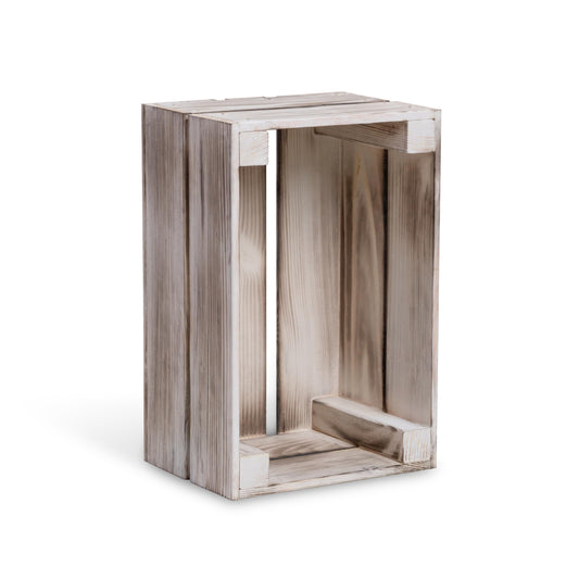PINEEA small wooden crate - wine crates wood - decorative wooden crates - wine box wooden crate - vintage fruit crate - black and white box 30x20x15