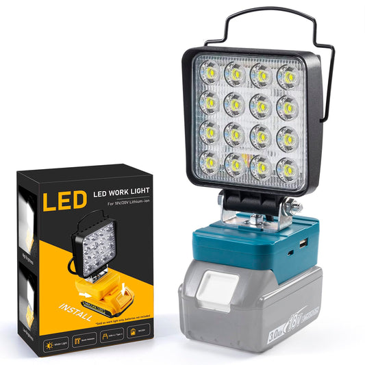 Sentoo battery lamp for Makita 18V, 48W 4800LM Cordless LED work light battery, Portable floodlights with 2 brightness modes Mini construction site lamp for maintenance work, camping