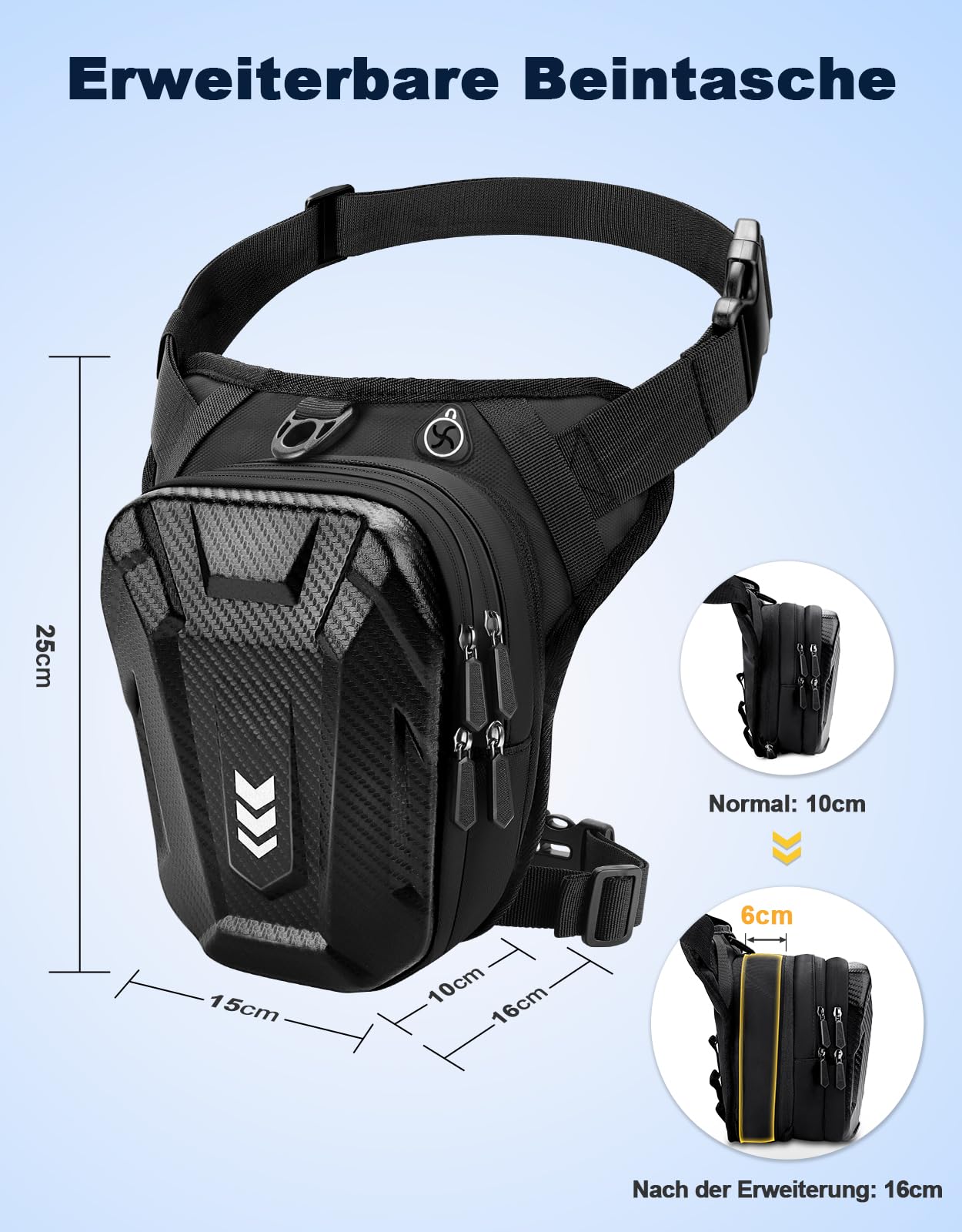 Rolgno Thigh Bag Motorcycle, Waist Bag Fanny Pack Men Women, [Expanded Storage] Thigh Pouch, Reflective Strips & Adjustable Leg Strap Backpacks Bags for Cycling Hiking