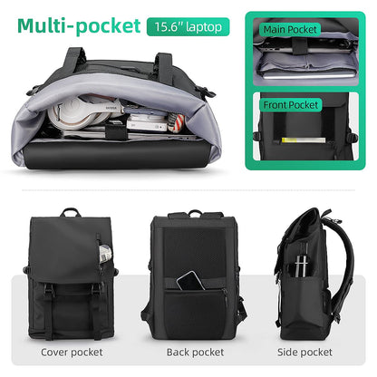 MARK RYDEN Rolltop Backpack with 3-Size-Technology, 15.6" Laptop Compartment, Water-Resistant, Compass, RFID-Blocking for Work, School, Travel, and Sports. Perfect for Men and Women.