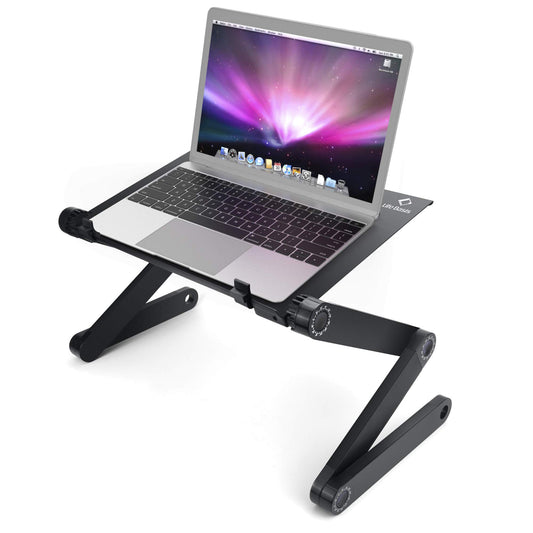 LifeBasis Laptop Stand Foldable Fully Adjustable Notebook Stand Aluminum Alloy Portable Bed Breakfast Tray Book Stand for Ultrabook Notebook up to 17", Black PACKAGING
