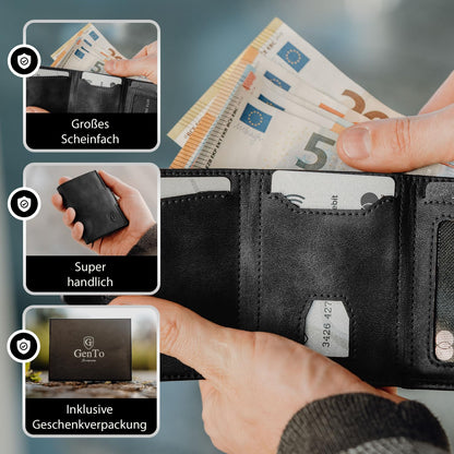 GenTo - Slim wallet with coin pocket & RFID NFC protection - Mini wallet - thin slim card holder money clip credit card holder men & women - includes gift box