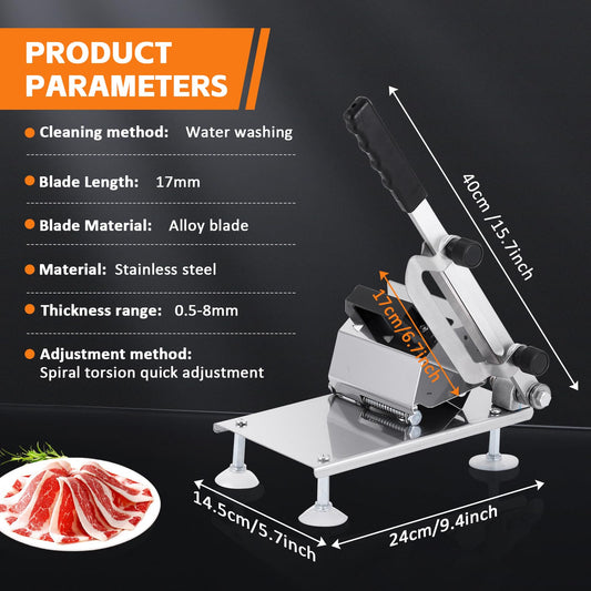 BAOSHISHAN Manual Frozen Meat Slicer 0.5-8mm Adjustable Thickness Meat Slicing Machine for Hotpot Preparation