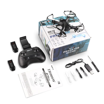 RC Mini Drone with HD Camera FPV RC Drone with 2 Batteries 2.4GHz Remote Controlled Quadcopter Beginner APP Control Photo Live Video Transmission Mobile Control 360° Flip Camera Drone Kids Toy