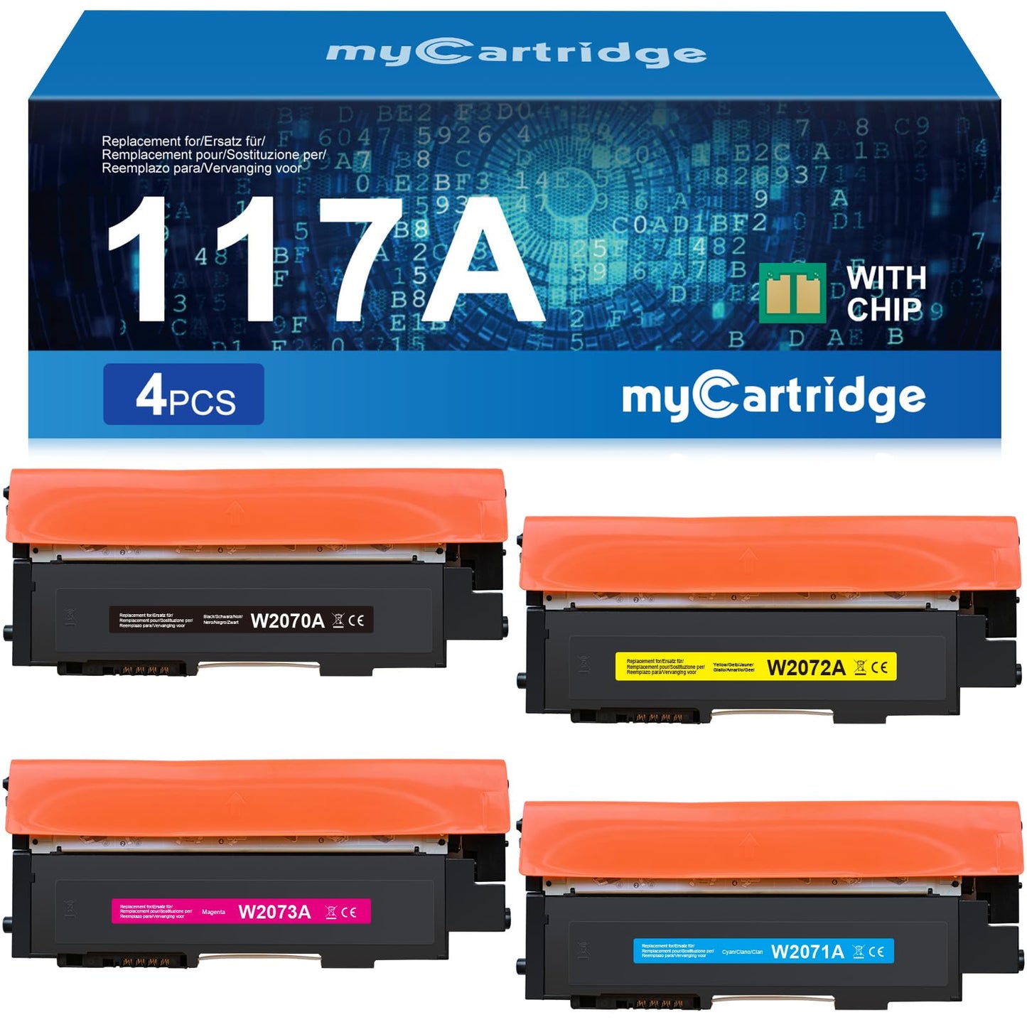 MYCARTRIDGE Compatible for HP 117A Toner Set replacement for HP Color Laser MFP 178nwg 179fwg 178nw 150nw 179fnw 150a W2070A W2071A W2072A W2073A (Black Cyan Yellow Magenta, 4-pack)