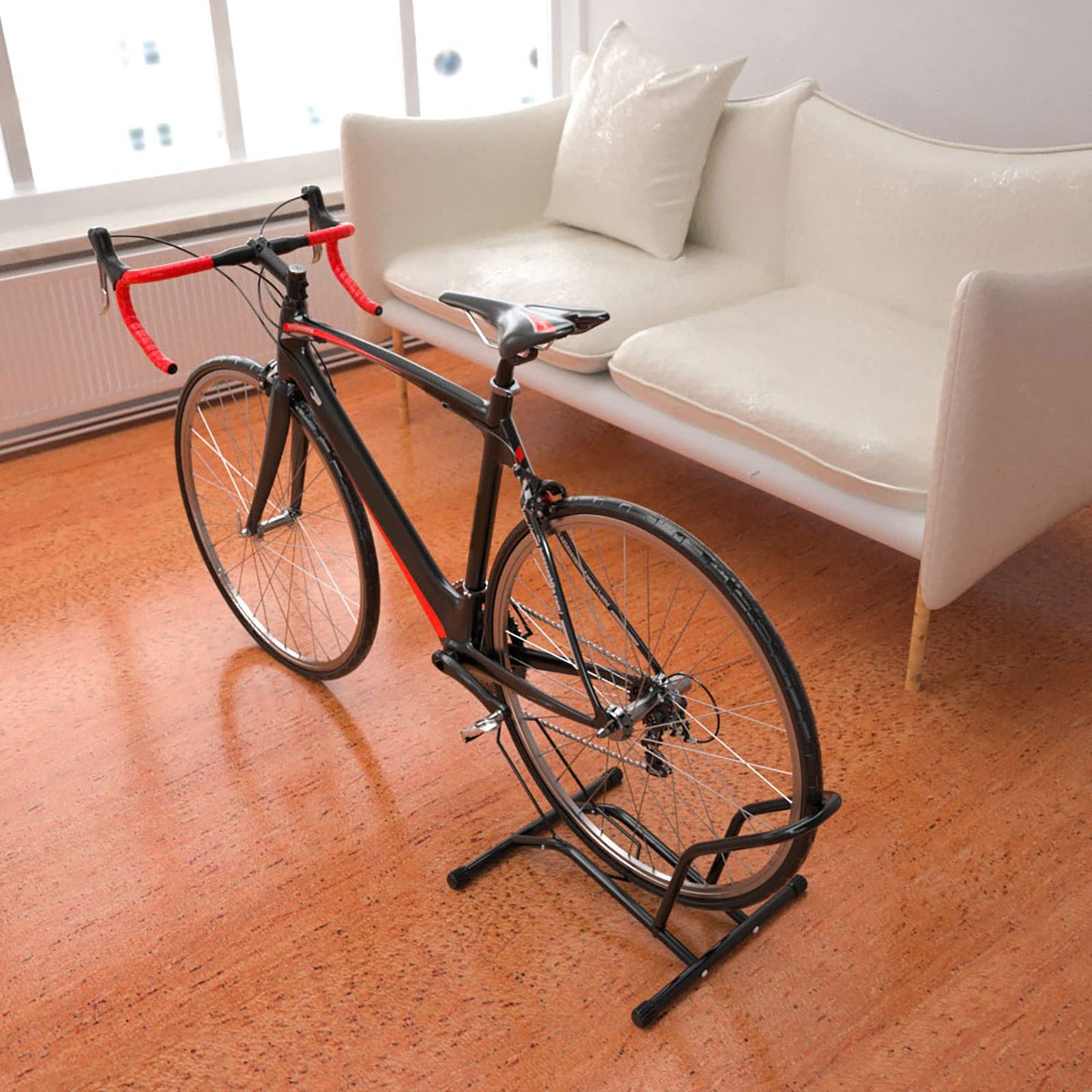 MEGHNA Bicycle Stand Professional Floor Free-standing Stand Adjustable Bike Parking Stand for all bikes 16''-29'' Mountain Bike Road Bike MTB Black