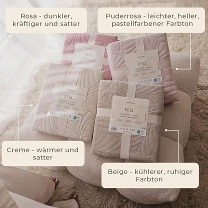 ROOM99 Elegant Powder Pink Throw Blanket 170 x 210 cm, versatile for bed or sofa. Quilted in a stylish velvet design, perfect as a bedspread.