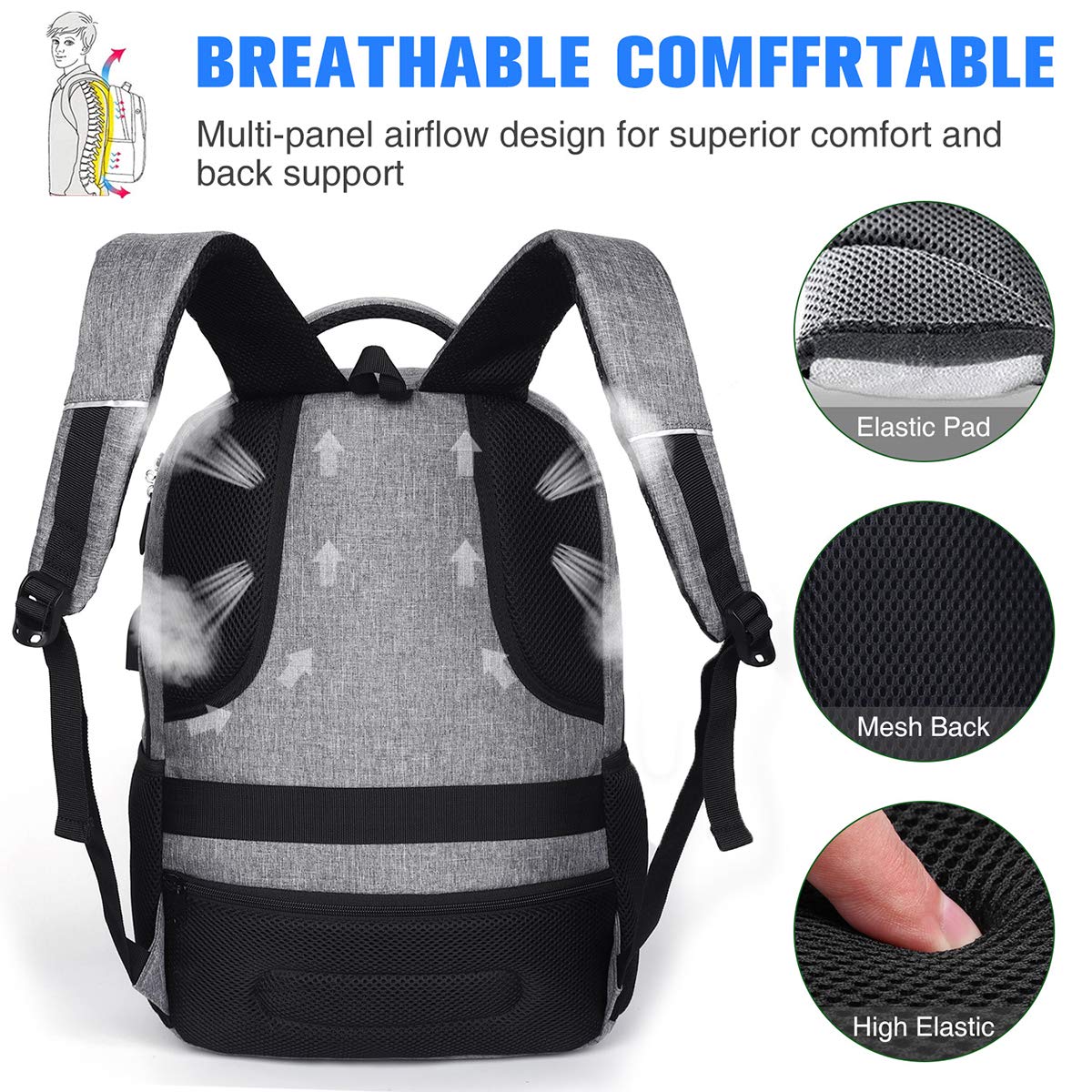 School backpack for boys girls teenagers, school laptop backpack for men women daypacks for 15.6 inch laptop business backpack with USB charging port.