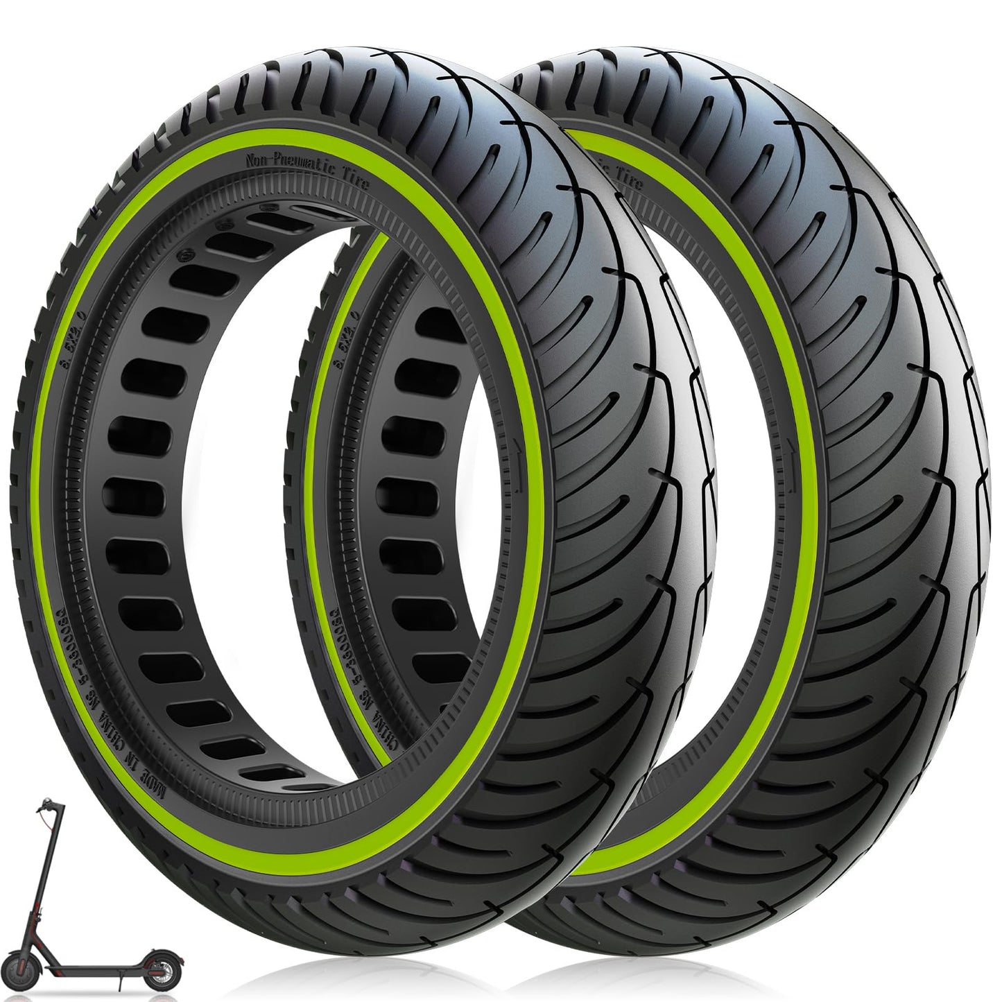 Amitor E Scooter Tire 8 1/2 x 2 Solid Rubber for Xiaomi 1S Pro 2 Mi 3 M365 Pro Electric Scooter, 50/75-6.1 Solid Replacement Tire Puncture-proof, E Scooter Solid Rubber Tire 8.5 Inch Durable and Non-slip