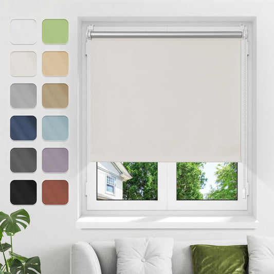 Blackout roller blind without drilling Clampfix, Cream B40xH210cm (fabric width 35cm) Thermo roller blinds for windows without drilling Roller blinds for indoor blackout & sun protection Side pull roller blind Clamp roller blinds for windows