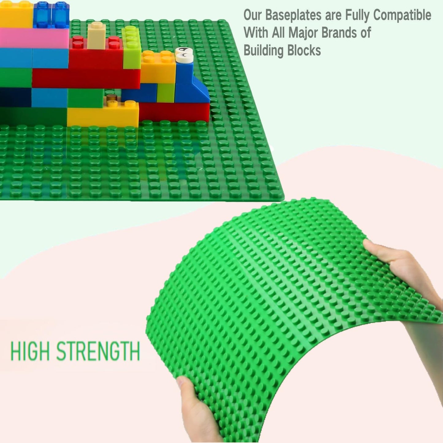 Large building plate compatible with all leading brands. Classic baseplate for large building sets. 38*38cm plate set for creative preschool toys. 2PCS Gray.