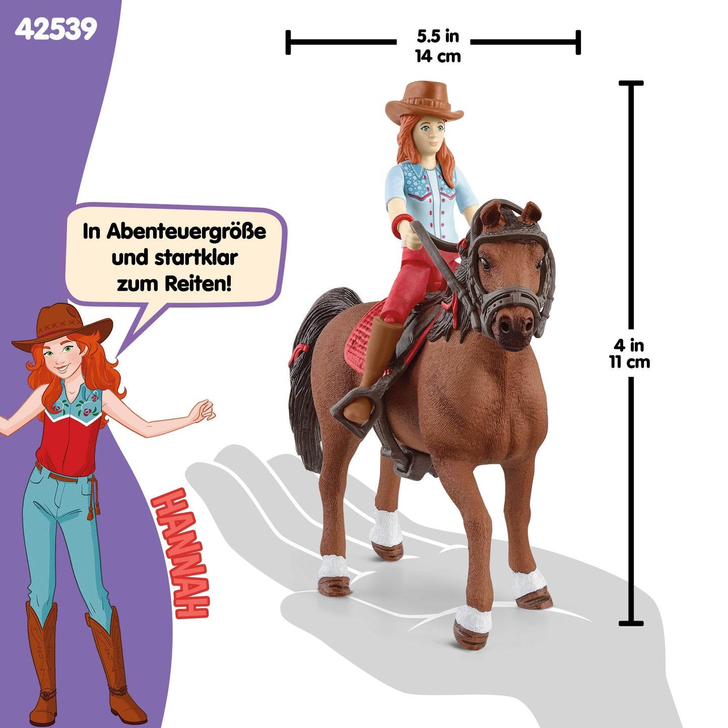 SCHLEICH Horse Club | Hannah & Cayenne 42539 | posable girl figure | with horse accessories | great gift for girls and boys | horse toy for ages 5+ | 10 pieces | exclusive at Amazon