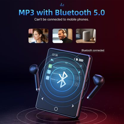 64GB MP3 Player Bluetooth 5.0, Oilsky Kids MP3 Player with Headphones, 2.8" Touchscreen Music Player with Speaker, Portable MP3 Digital Audio Player with FM Radio, E-Book (Black)