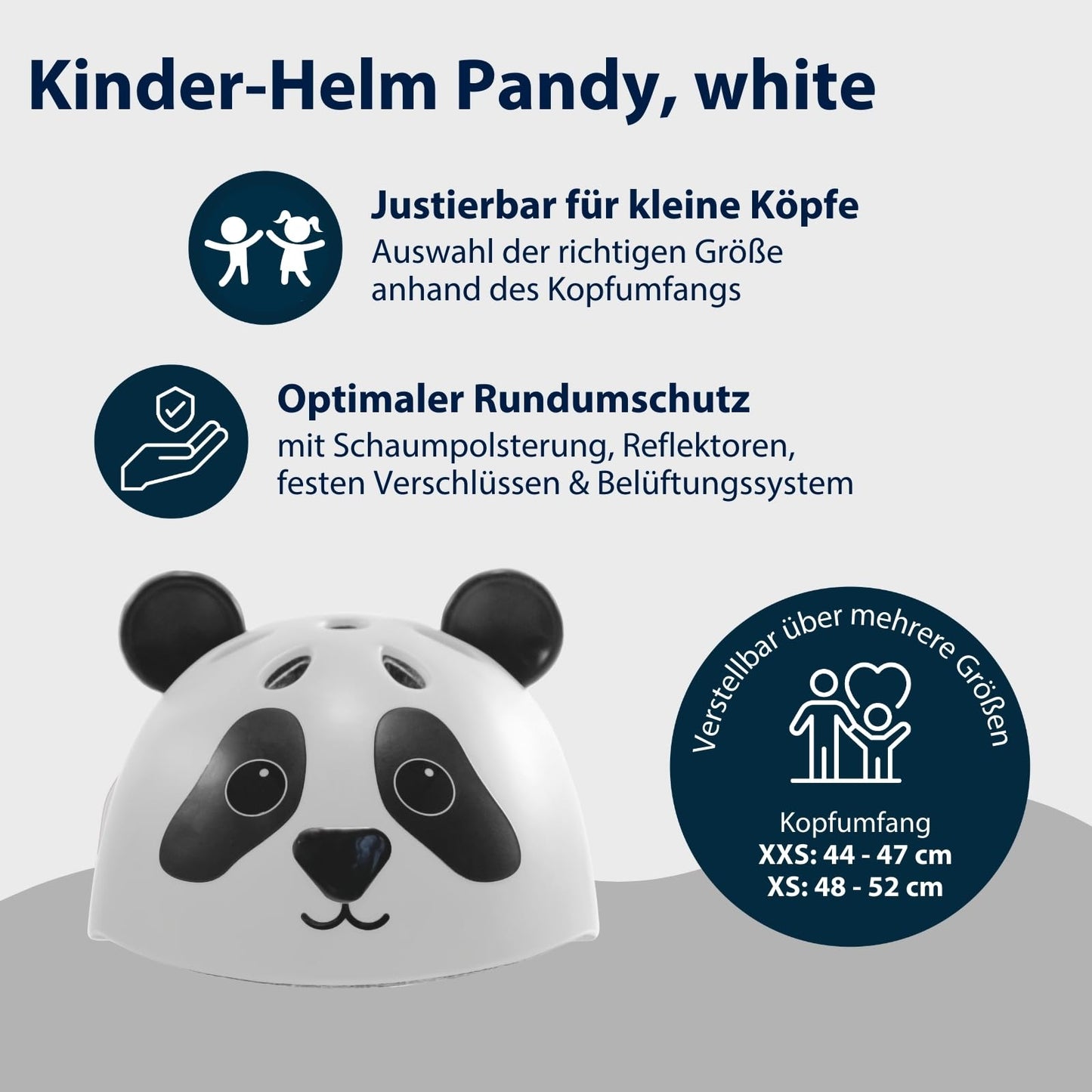 HUDORA Unisex Children's Helmet Pandy, Size 48-52, Helmet, White-Black, 48-52 cm