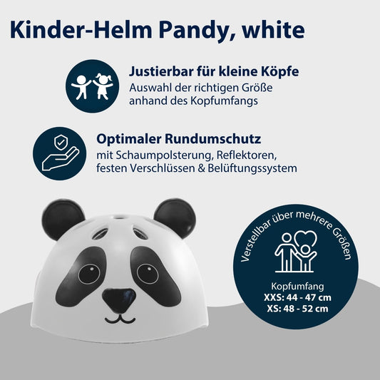 HUDORA Unisex Children's Helmet Pandy, Size 48-52, Helmet, White-Black, 48-52 cm