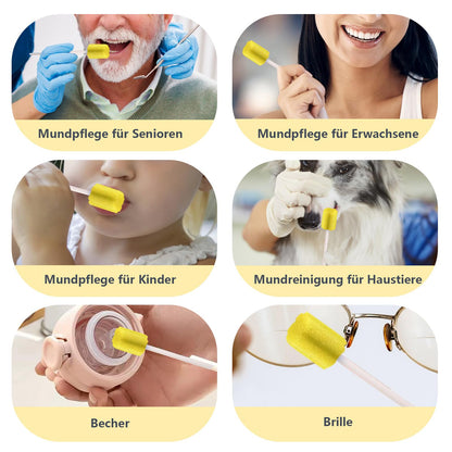 250 pieces of disposable mouth care swabs, mouth care sponge swabs, lemon flavored mouth hygiene sponges, sterile swabs for mouth hygiene in dental offices (Yellow)