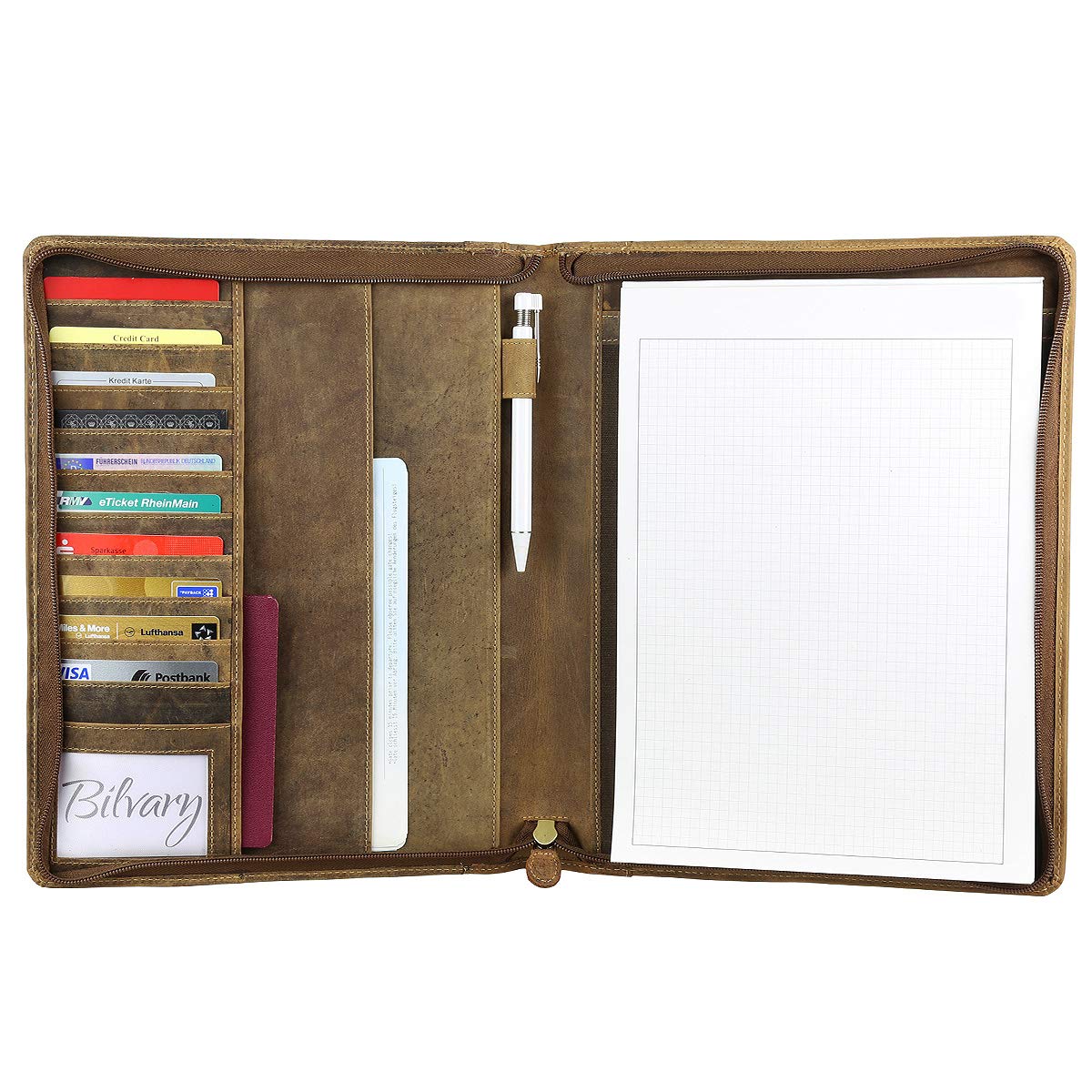 Greenburry Vintage A4 leather zippered portfolio conference folder document college file folder BV-GB-5AM-25