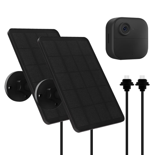 YCTechLife 4W Solar Panel for Blink Outdoor Camera (4th Gen), solar charger with rubber plug, IP65 waterproof, 13.12ft cable, 2 pack.