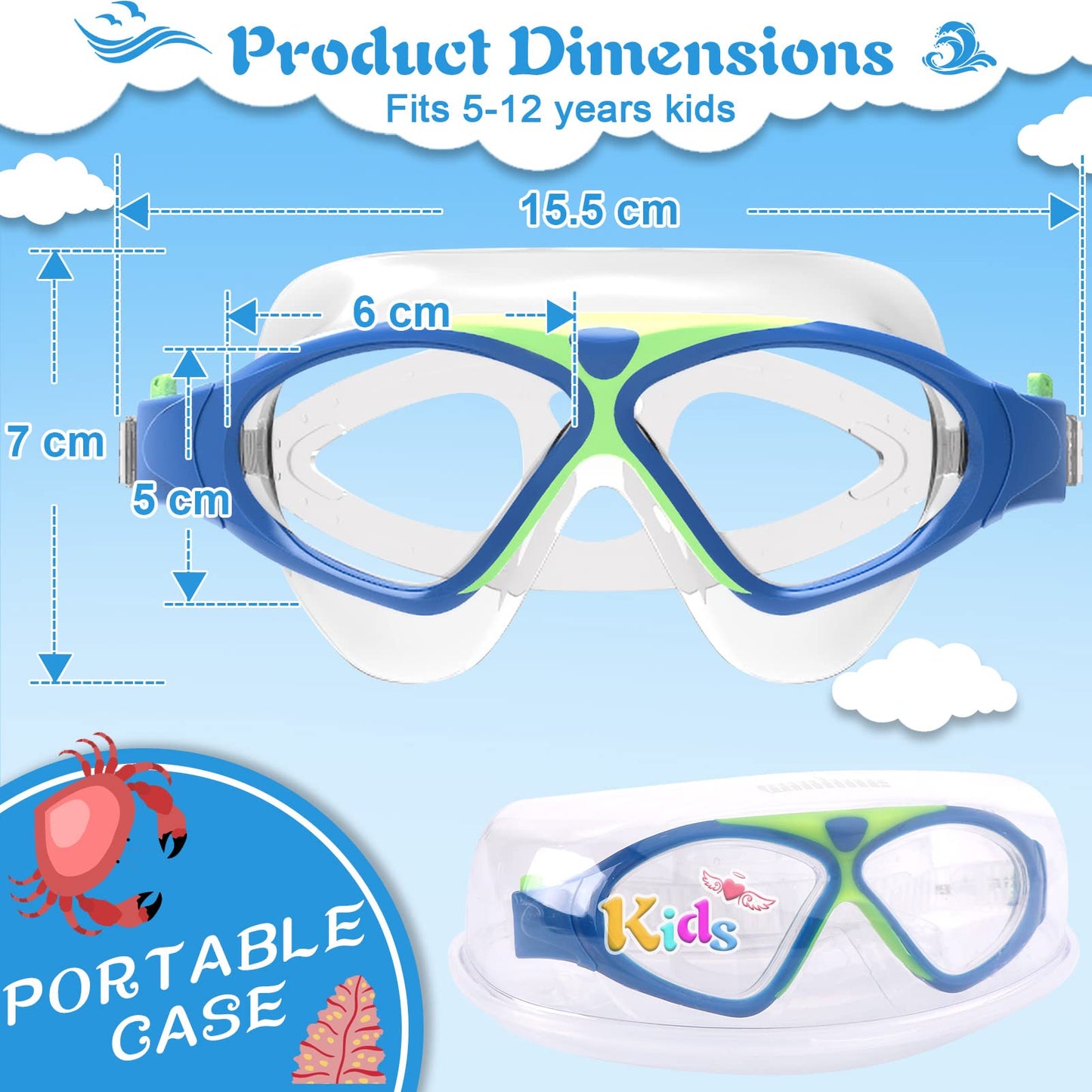 Winline swim goggles for adults and kids with anti-fog, leak-proof design for clear vision and UV protection. Professional swim goggles for men, women, boys, and girls.