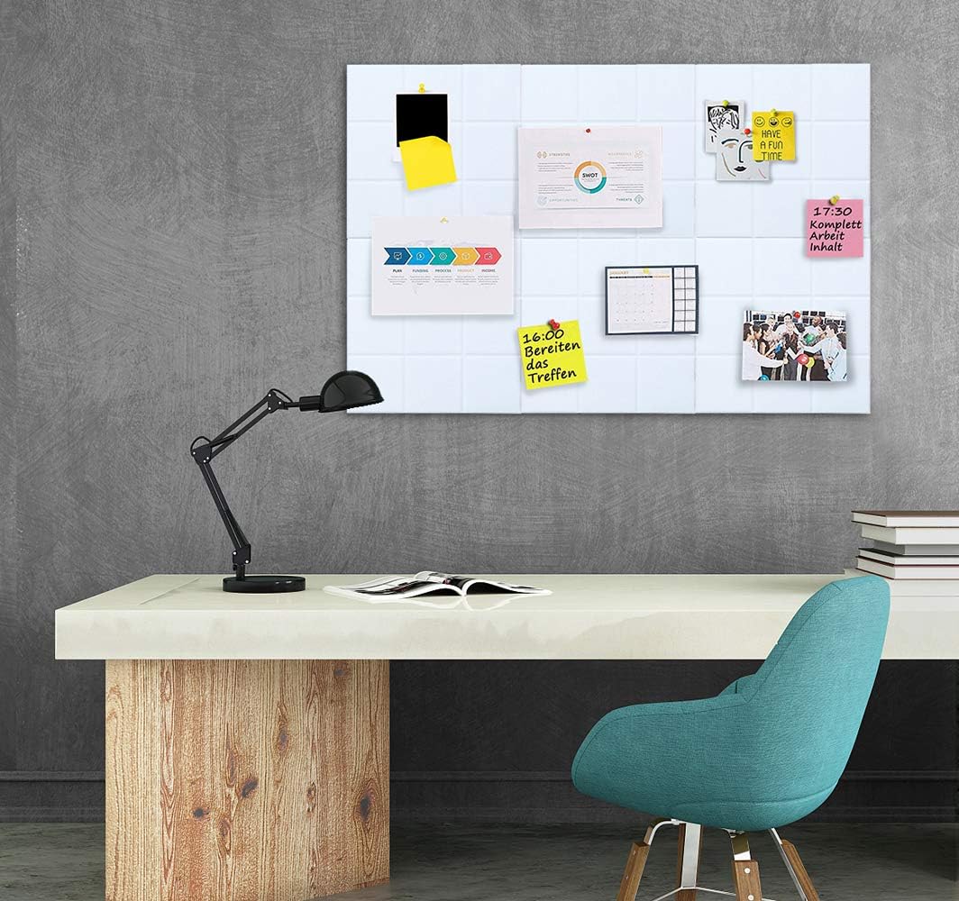 Uoisaiko Large Felt Bulletin Board with 30 Push Pins, 6 Pack 30x30cm Felt Memo Boards Bulletin Board Wall Decor for Office Kitchen, Photos Memos