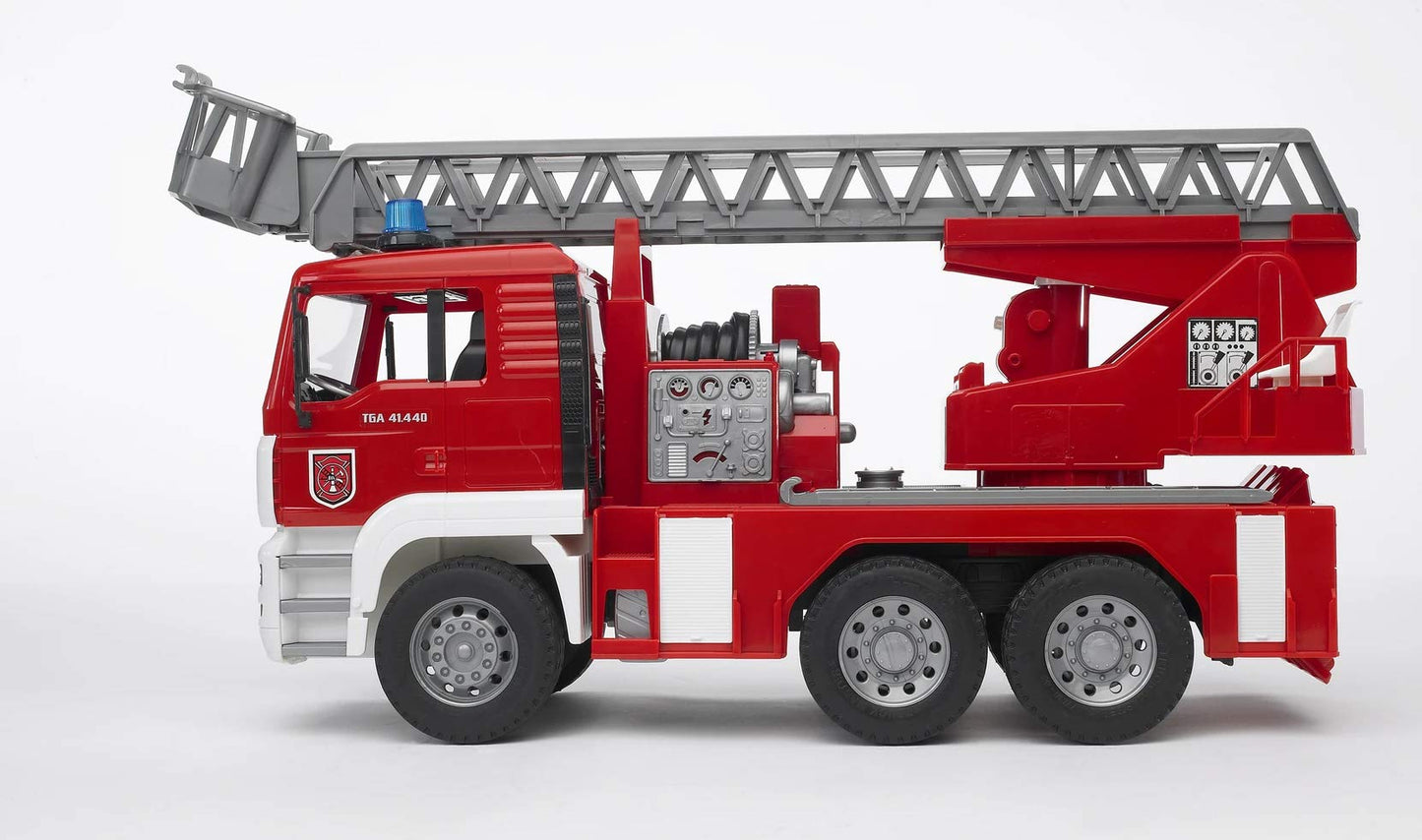 Brother 02771 - Man TGA Fire Engine with turntable ladder, water pump & light & sound module - 1:16 emergency vehicle, fire truck, emergency call, fire-fighting vehicle, toy.