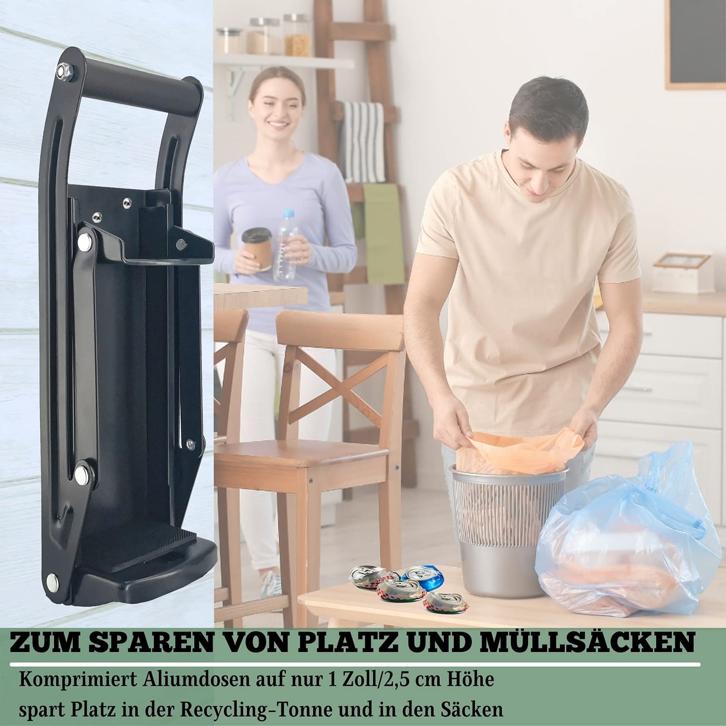 MinliGUY Can Crusher, Metal Can Crusher Recycling Tool for Aluminum Beverage Cans and Beer Cans, up to 500ml/330ml/250ml.