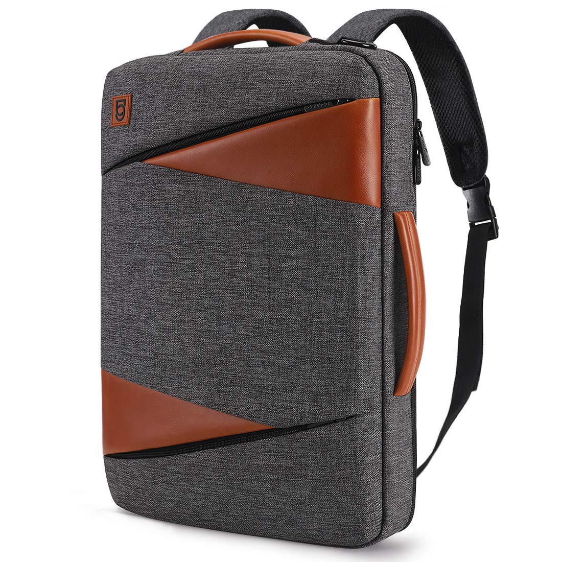 DOMISO Laptop Briefcase 15.6 Inch Business Backpack Travel Backpack College Computer Bag Slim Waterproof Shoulder Bag Shoulder Bag with Strap Laptop Handbag for Men/Women, Gray
