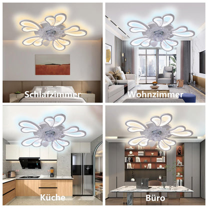 MiiR Quiet Ceiling Fan With Lighting, LED 50W Dimmable Ceiling Light With Fan With Remote Control And APP, 6-Speed Wind Speed Ceiling Light For Bedroom Living Room Lamp