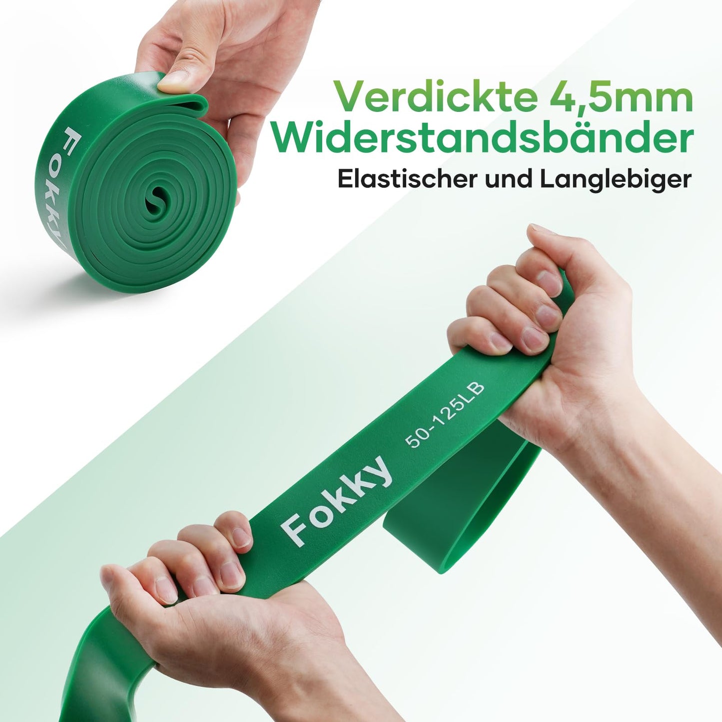 Fokky Fitness resistance bands with 5 levels, includes door anchor, 2 handles, exercise guide, and carrying bag. Great for strength training, yoga, and Pilates. Set of 5.