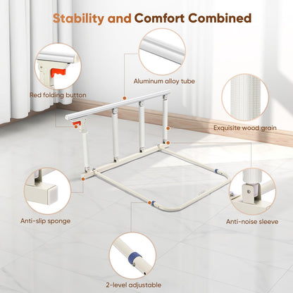 Ixdregan Bed Rail for Elderly Safety, Foldable Bed Assist Rail Handle, Fall Prevention Handrail for Seniors, Fits King, Queen, Full, Twin (4 handrails)