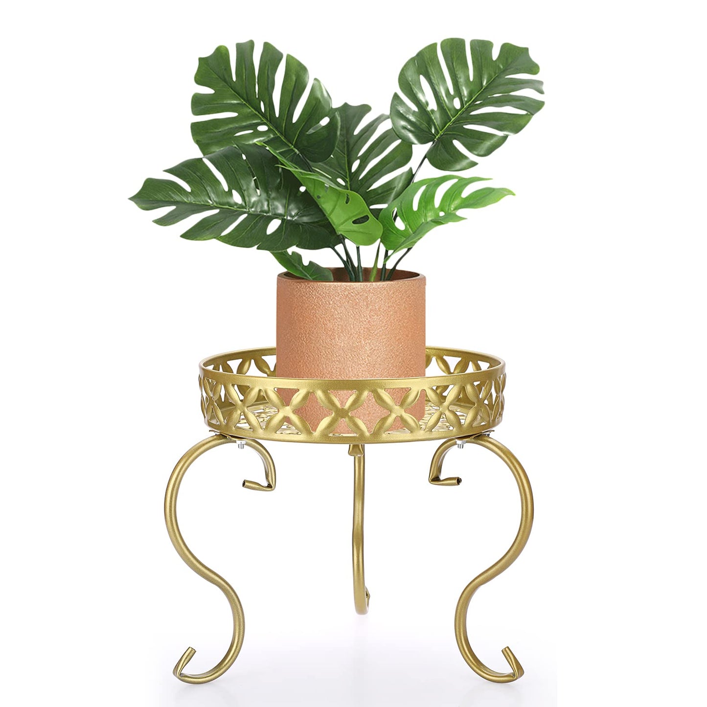 SUMTree Plant Stand Golden Plant Stool Flower Stand Flower Stool Flower Pot Holder Flower Stairs Garden Shelf Plant Shelf Decoration Balconies Courtyards Garden (Round)