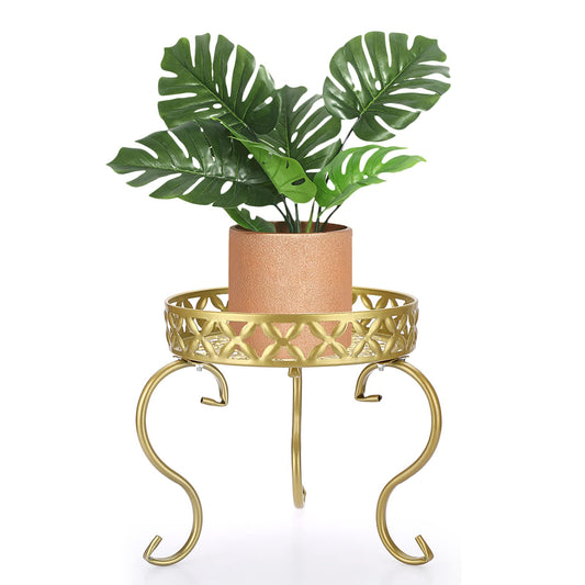 SUMTree Plant Stand Golden Plant Stool Flower Stand Flower Stool Flower Pot Holder Flower Stairs Garden Shelf Plant Shelf Decoration Balconies Courtyards Garden (Round)