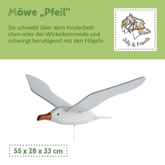Helga Kreft 04021 Rocking bird "Arrow" made of beech wood, wingspan 55 cm, calming and decorative, Made in Germany.