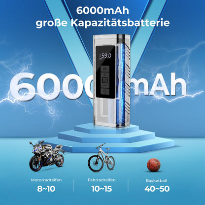 Electric air pump, YOUNGDO bicycle pump, bicycle pump 150PSI, battery compressor 6000mAh, pump for all valves for bike, motorcycle, car.