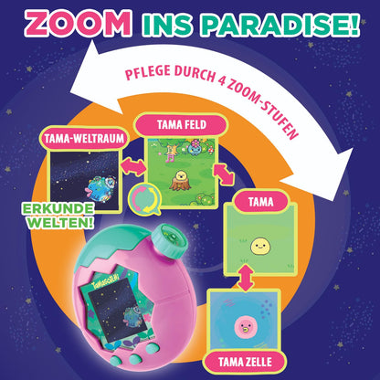 Bandai - Tamagotchi Heaven Earth - Virtual pet to care for - Tamagotchi interactive toy in German, Zoom - Earth model in pink and green - Toy for kids ages 6 and up - 43421