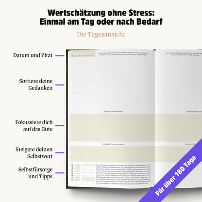 A good day, self-love, and gratitude journal. Only 5-6 minutes a day. For gratitude, mindfulness, journaling, diary (forest)