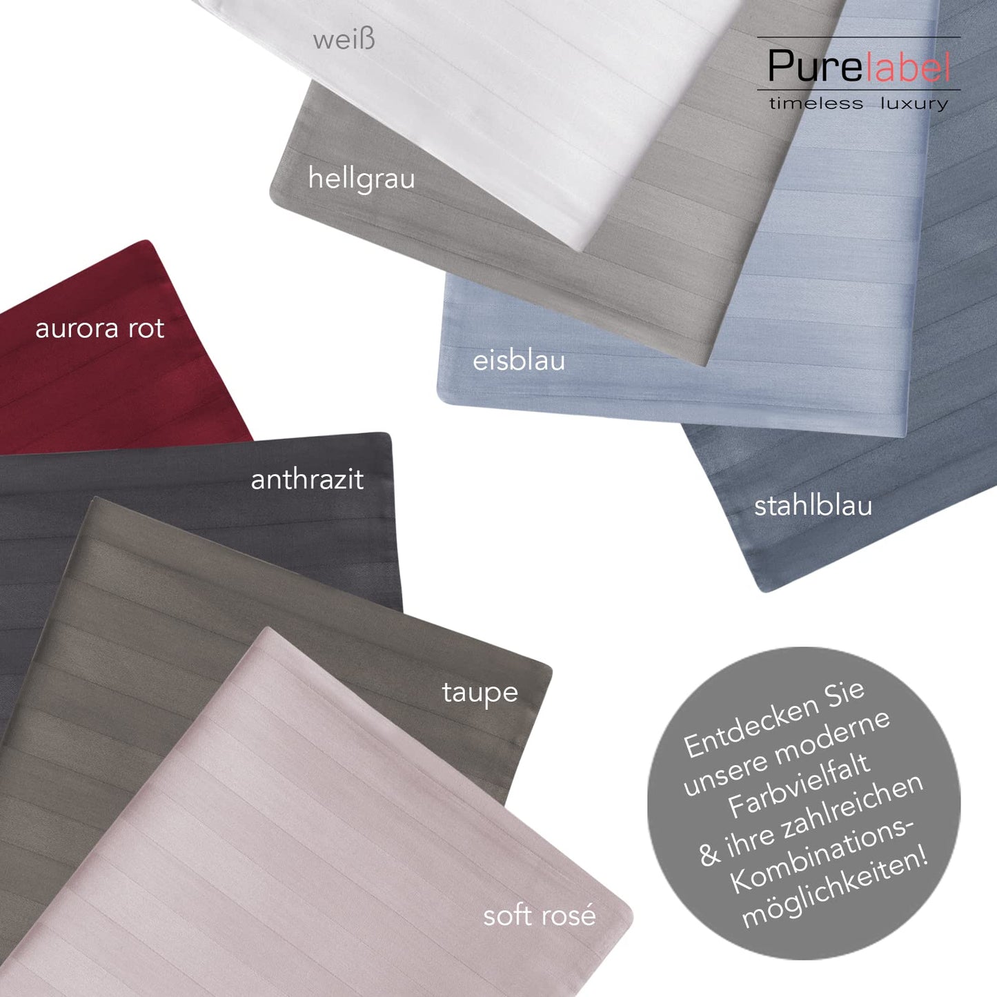 Pure Label 2-Pack Mako Satin Damask Stripe Pillowcases 40x40 cm made of 100% cotton in Taupe| Incredibly soft decorative pillows that match our bed linen sets.